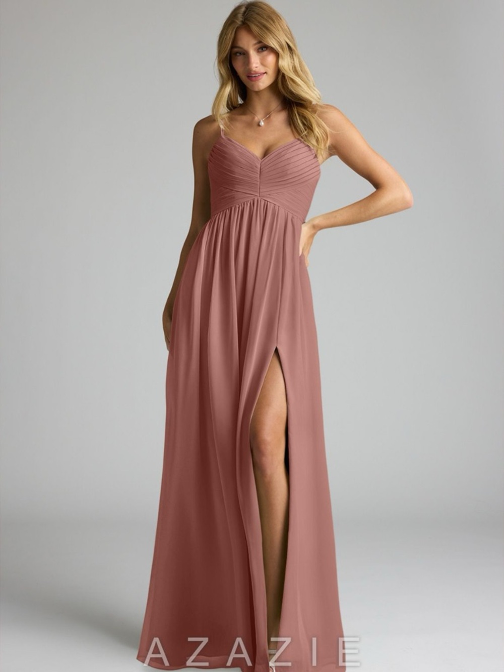 Azazie Rosewood Spaghetti Strap Maxi Dress